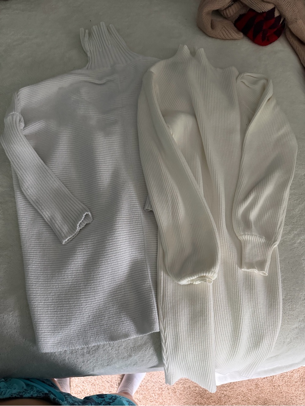 Classic White Ribbed Turtleneck Sweater Dress Bundle